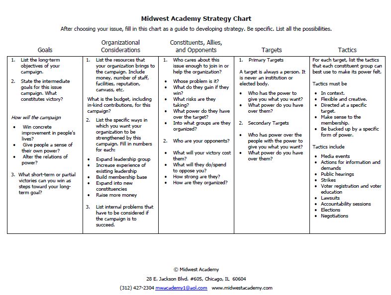 Midwest Academy Strategy Chart